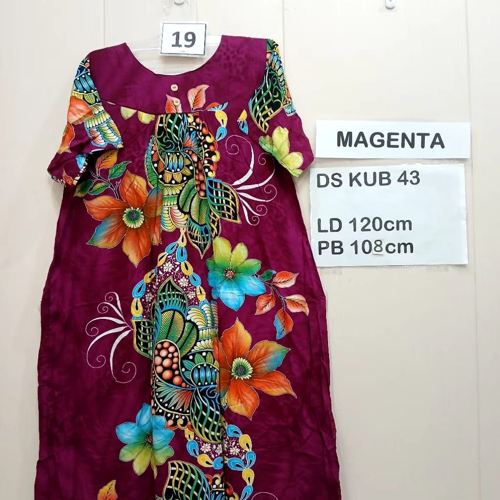 Daster Rayon Kekinian Batik Kencana Ungu Label Biru Asli Murah Baju Daster Lengan Pendek Selutut Pin