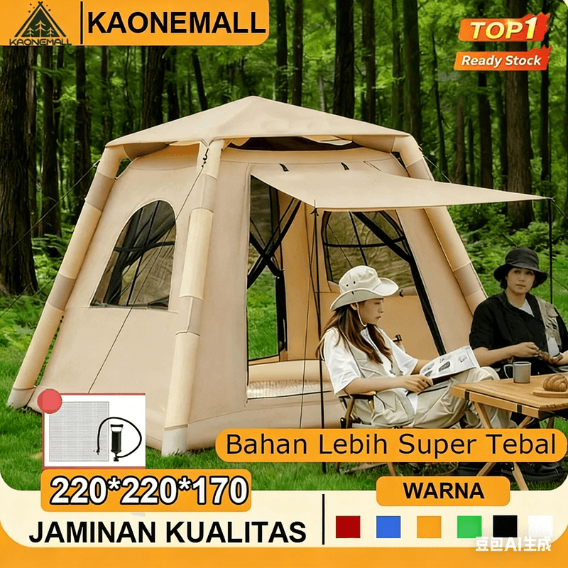 Tenda tiup otomatis 2-4 orang tenda Pompa camping Lipat Tenda Camping Tiup Tiup Udara Tahan Air