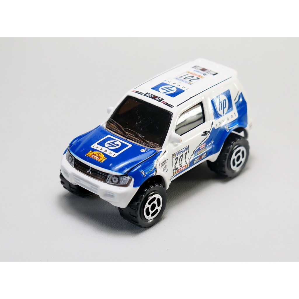 Majorette loose Mitsubishi Pajero Rally Dakkar HP Open Hood - Putih Biru
