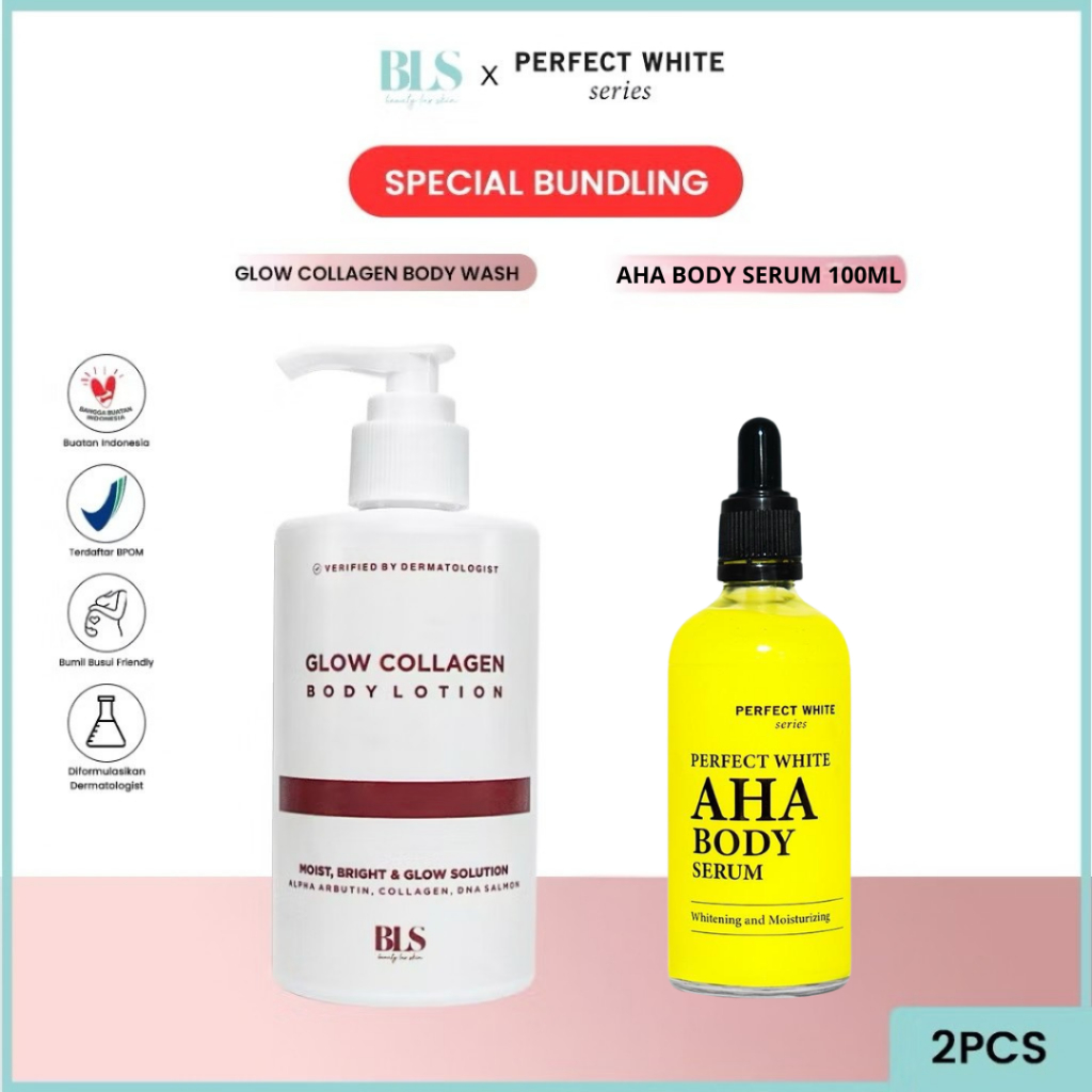 Beauty Lux Skin Glow Collagen Body Lotion with Salmon DNA + PERFECT WHITE AHA Body Serum 100ML | Whi
