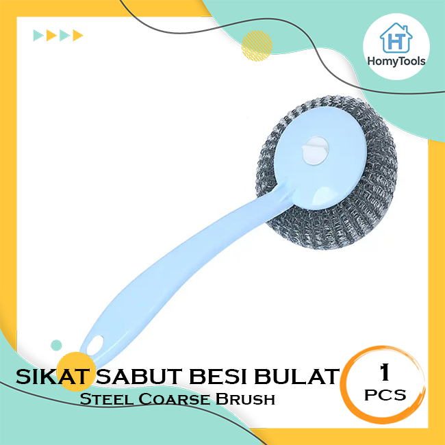 Sikat Sabut Besi Bulat Gagang Panjang