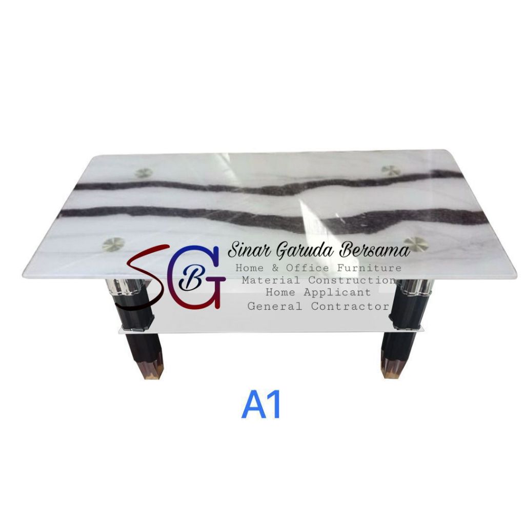MEJA TAMU KACA / MEJA SOFA KACA 2 TINGKAT