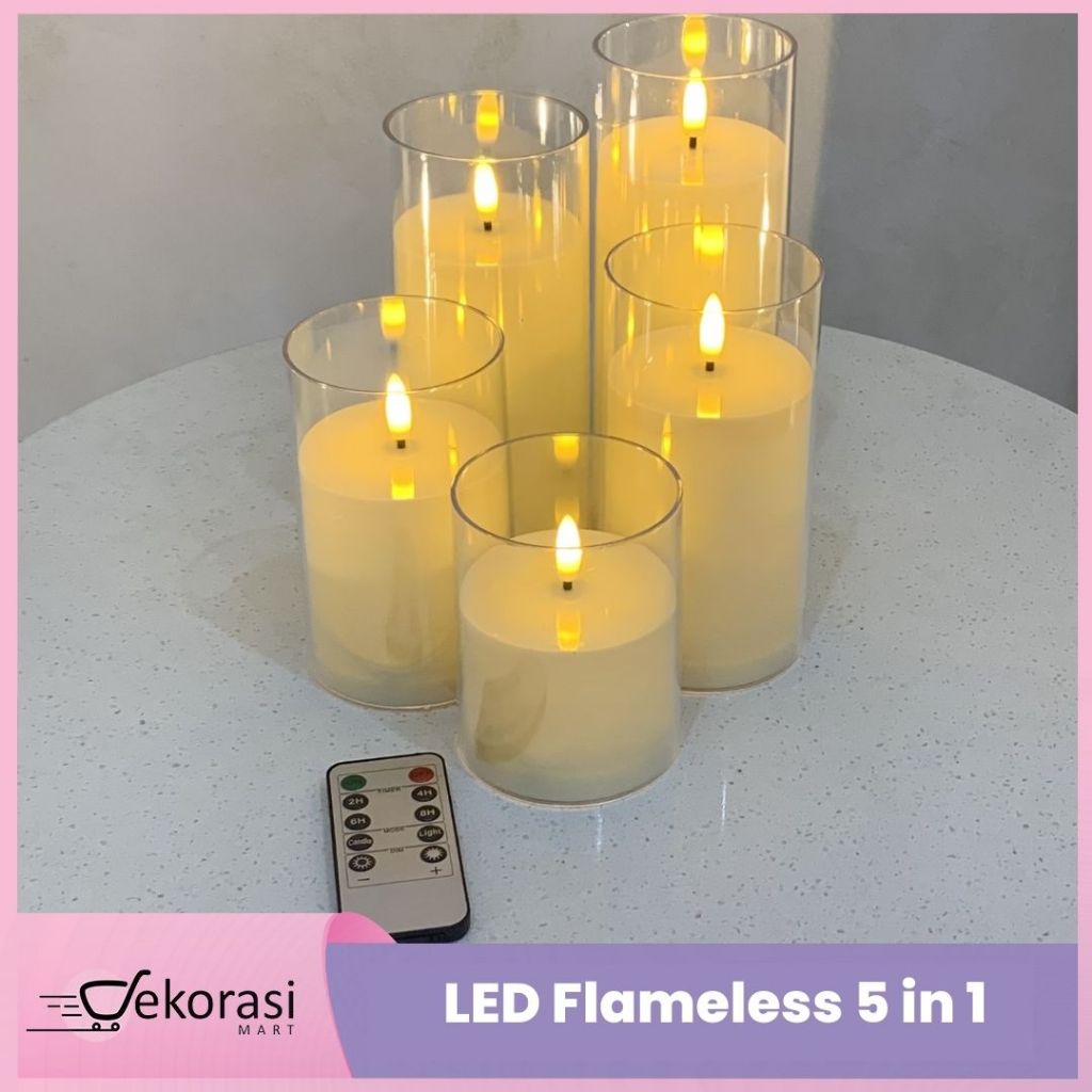 Led flameless 5 in 1/Lilin led/Lilin dekorasi/Lilin palsu/Lilin hiasan/lilin natal/dekorasi natal/hi
