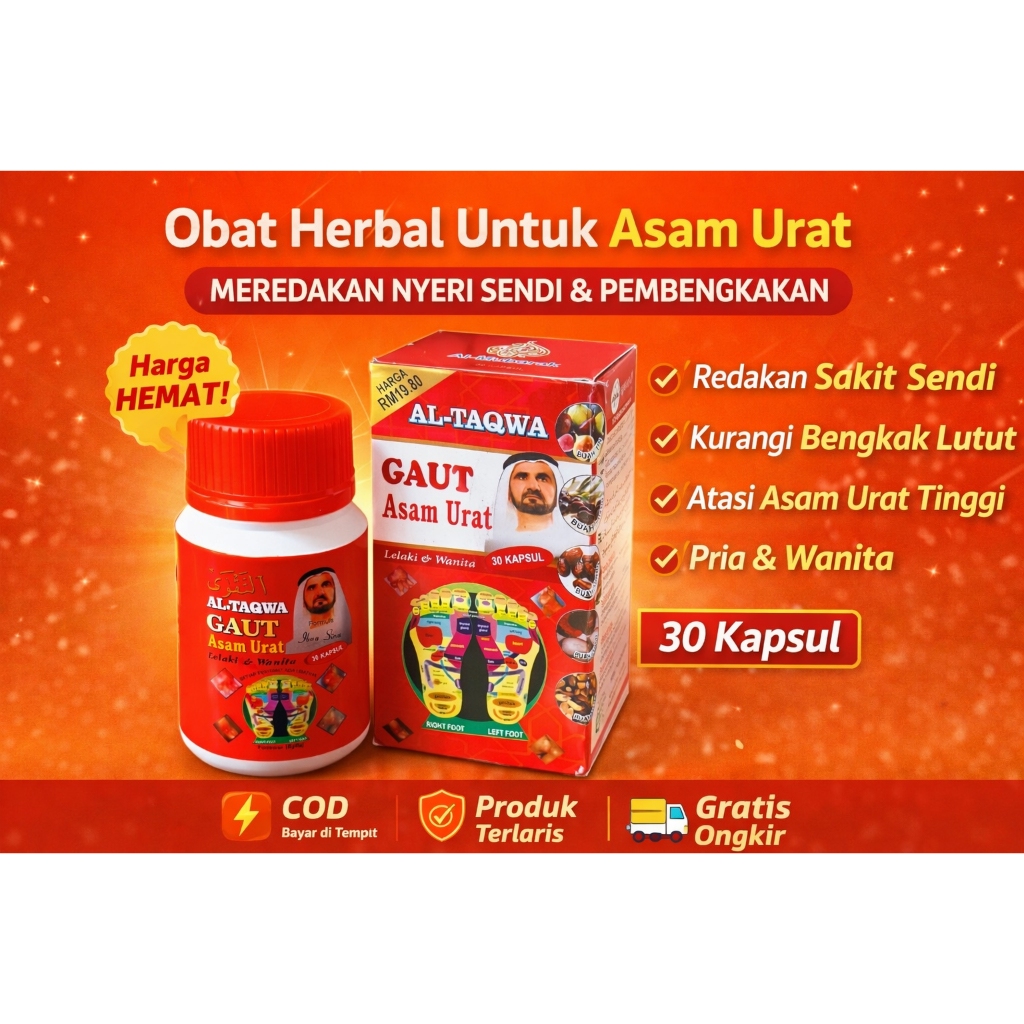 Al-TaQwa Gaut Asam Urat Herbal 30 Kapsul Untuk Meredakan Sakit Sendi Dan Bengkak