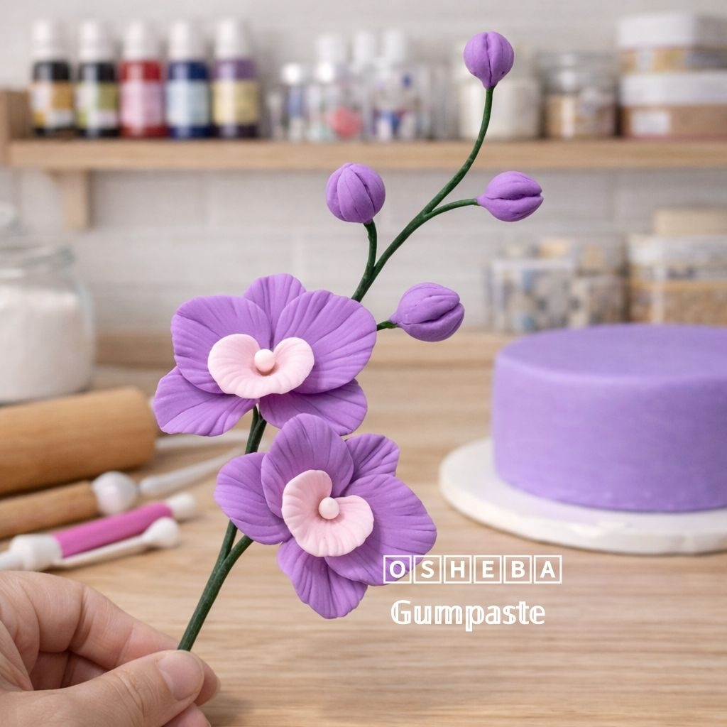osheba] gumpaste bunga filler anggrek SQ 42 warna purple - pink