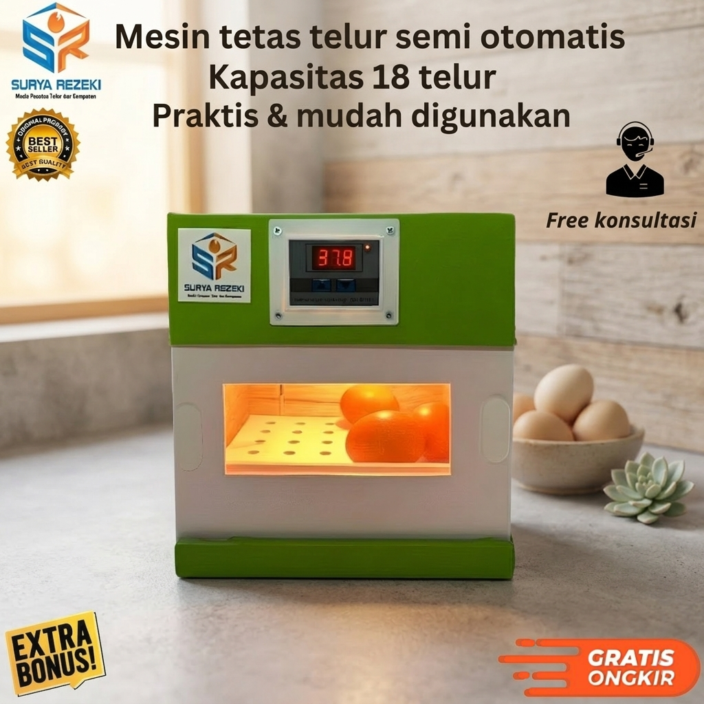 mesin tetas telur semi otomatis kap 18 penetas telur