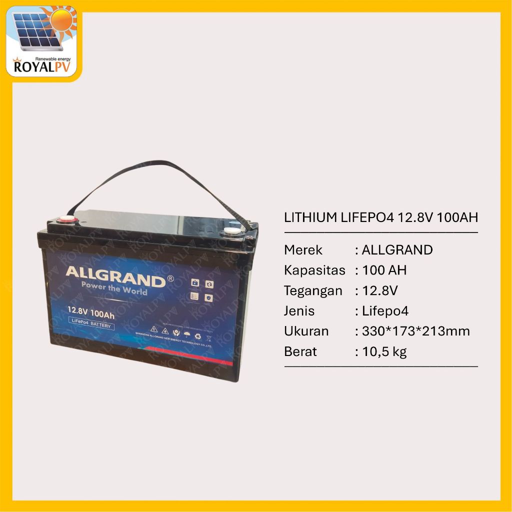Baterai lithium lifepo4 12v 100ah lithium lifepo4 ups 12.8v 100ah allgrand