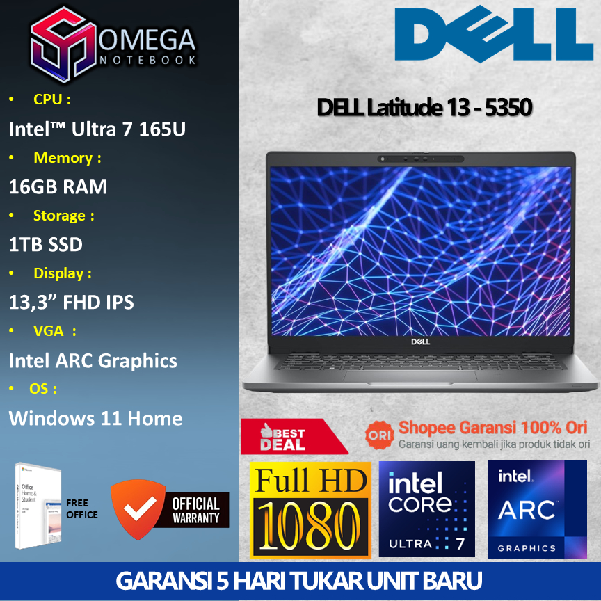 Dell Latitude 13 5350 Ultra 7 165U 16GB 1TB 13,3 FHD Windows 11