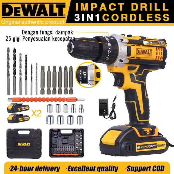 DEWALT Bor Tanpa Kabel Baterai Lithium 68V Bor Listrik Bor Dinding Alat Rumah Tangga