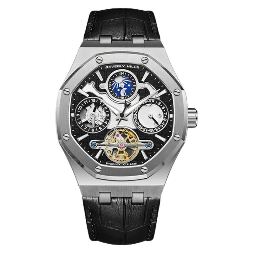 Galery Jam Tangan Beverly Hills Polo Club BP3787X.351 Automatic Black Leather Strap