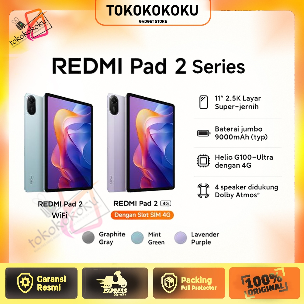 Xiaomi REDMI PAD 2 - 4G / LTE Ram 6+128GB / WIFI ONLY Ram 4+128GB - REDMIPAD2 Tablet/ Tab Layar 11" 