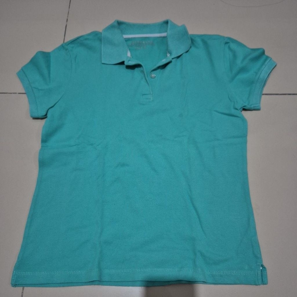 Kaos wanita berkerah Giordano polo hijau tosca