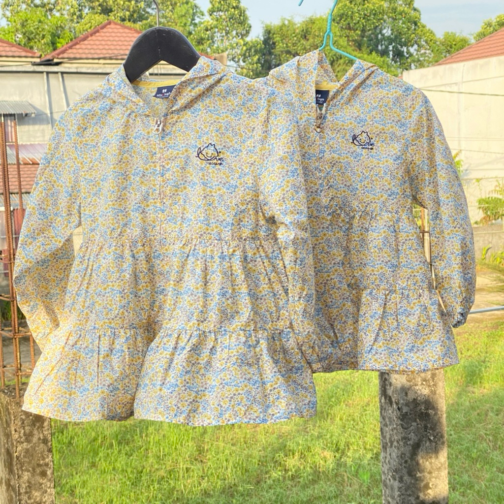 jeket dress dres parasut hoodie bunga kuning anak brand branded Allo & Lugh size 100 110