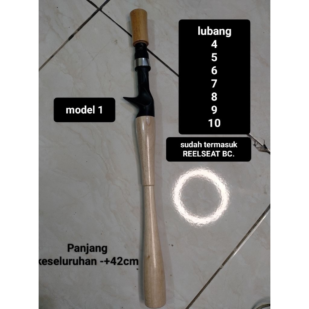 3.gagang joran kayu custom model panjang termasuk reelseat bc