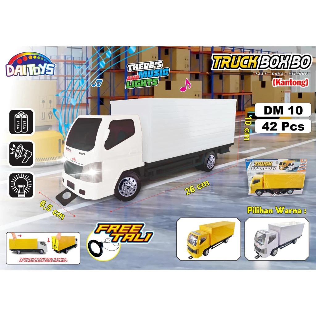 BISA COD Mobil Mainan Anak Truk Box Ekspedisi Bisa Dibuka Pintu Belakang + Musik & Lampu SNI MURAH