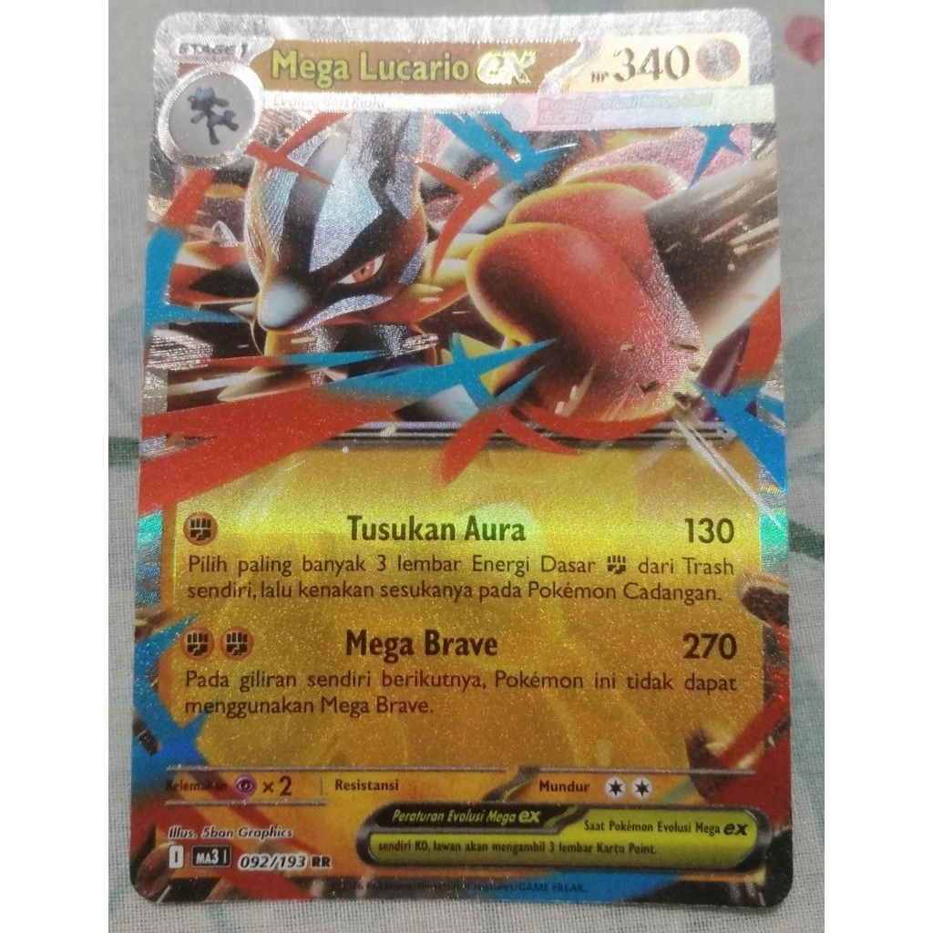 tcg mega dream ex indonesia - ma3 092/193 rr mega lucario ex