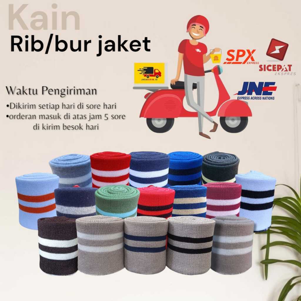 Kain Rib warna Hijau polos/salur meteran murah, permeter