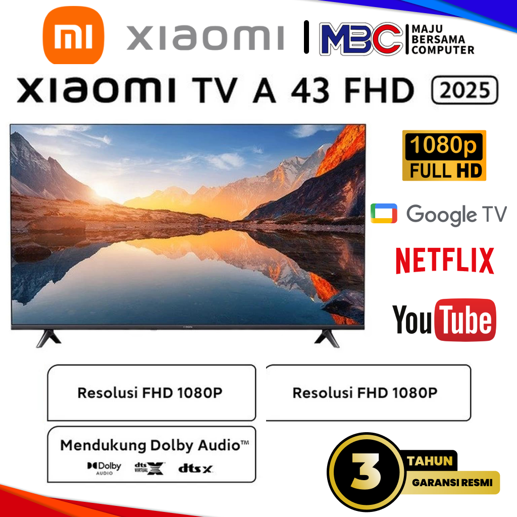 TV Xiaomi A 43 2025 FHD Full HD 1080P Google TV Mi Smart TV Digital Series 43 inch inci 43' 43" 43in