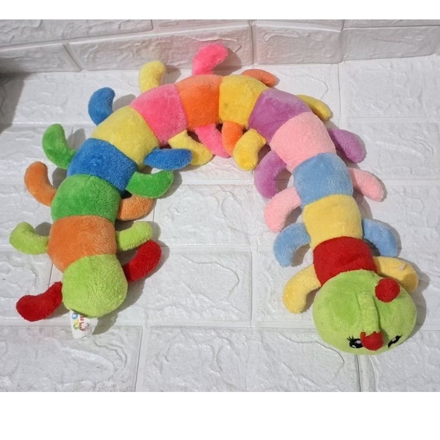boneka ulat ulet kaki seribu boneka mainan anak little M toys warna warni pelangi kaki banyak serang