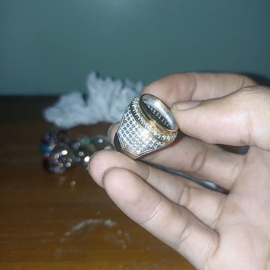 CINCIN MEWAH RING KUNINGAN EMBAN BATU AKIK IKETAN KUNSAR CINCIN FULL ZIRCON MICROSETTING MEWAH ELEGA