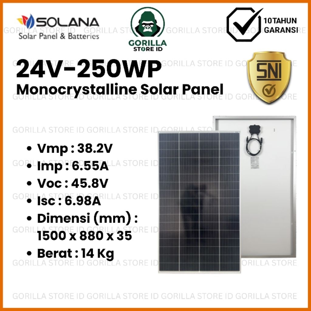 SOLAR PANEL 250WP SOLANA SOLAR CELL MONOCRYSTALLINE