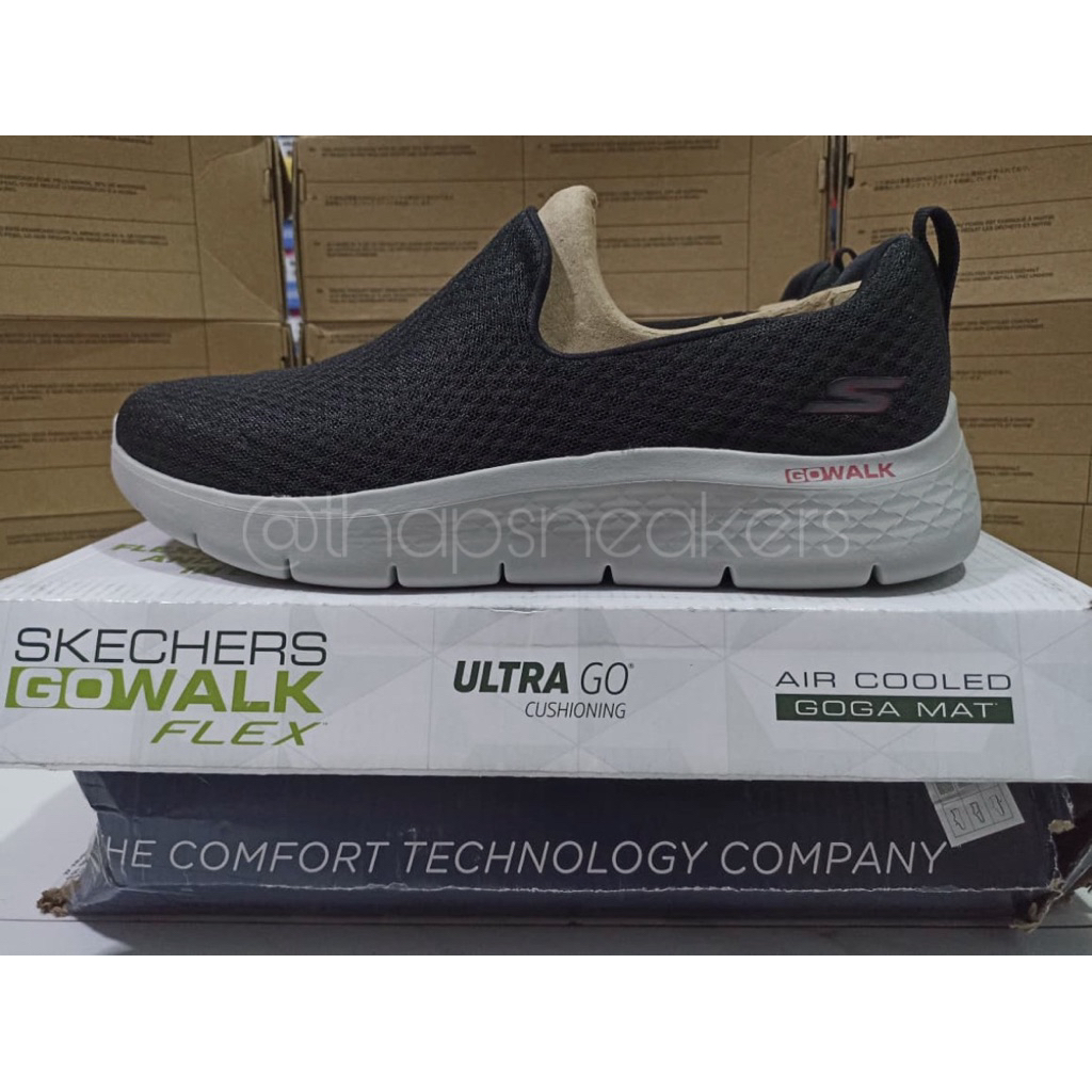 Sepatu Pria Skechers Go Walk Flex - Reveal Black/Red Original PT MAP Resmi