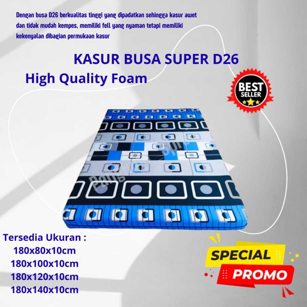Kasur Busa D26 Tebal 10cm Ukuran 180x100x10cm Untuk 2 Orang & 1 Orang