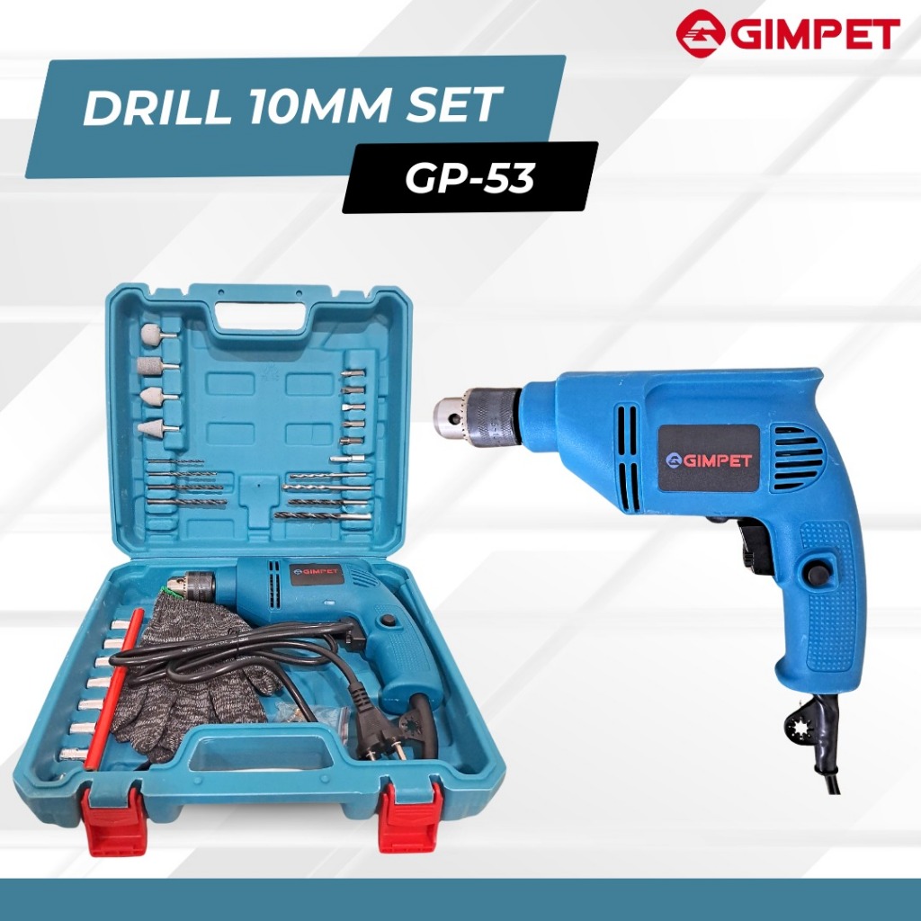 GIMPET Mesin Bor Listrrik 10mm Koper Set Mata Bor Bor Bolak Balik Electric Drill Bor Set 10mm GP-53