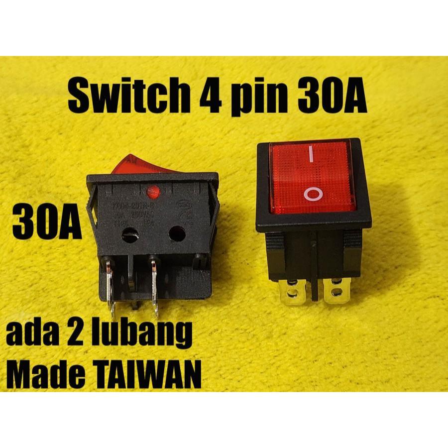 Saklar 4 Kaki 30A Merah TAIWAN / Switch 4 pin 30A Besar Mesin Las Roker Besar 4 Kaki kotak