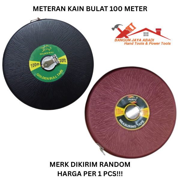 Meteran Tancap Gulung Alat Ukur Baju - Badan - Tanah Meteran Kain Bulat Rol 30 50 100 Meter Bull Rus