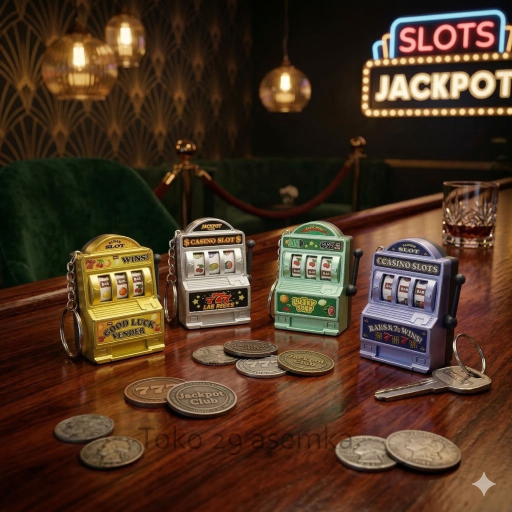 GANTUNGAN KUNCI MESIN CASINO SLOT JACKPOT LUCKY DRAW SPIN GANCI MAINAN ANAK UNIK GROSIR COD