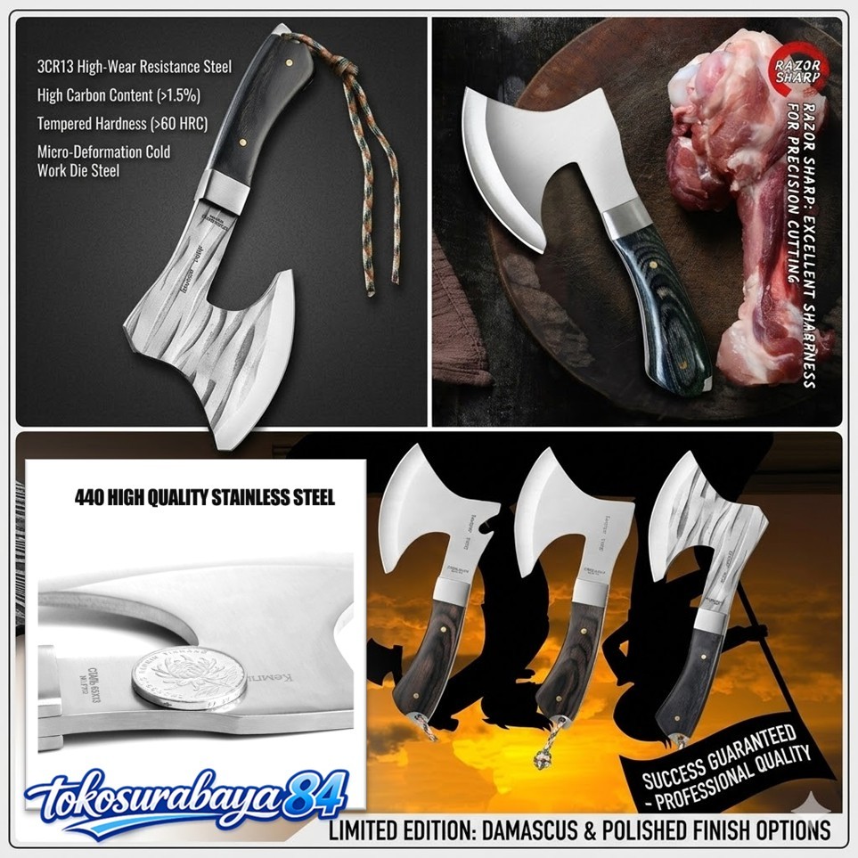 Kapak Pisau Potong Tulang Ayam Daging Ikan Stainless Steel Golok Dapur Profesional