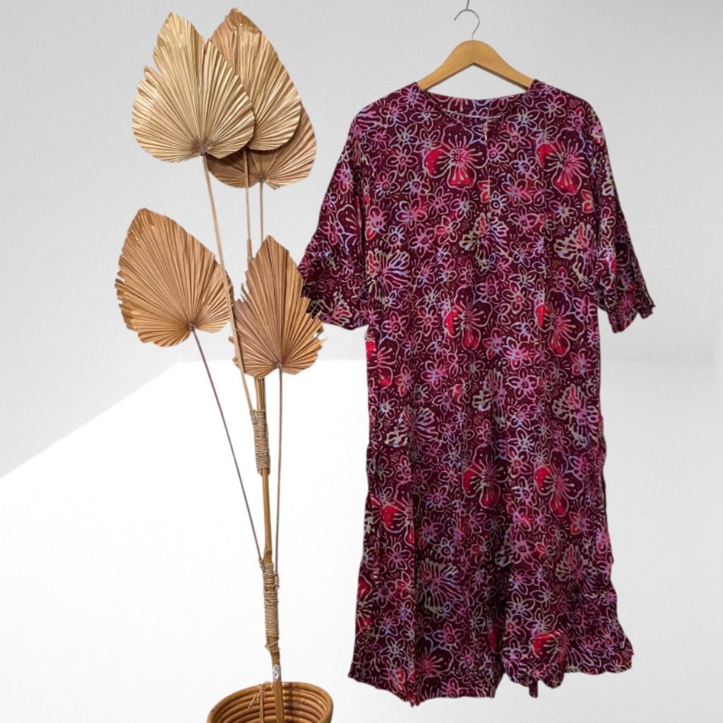 Laurella - Daster Klok Standar Batik Pekalongan Kombinasi Pendek Atasan Baju Cantik Celana Lembut Mo