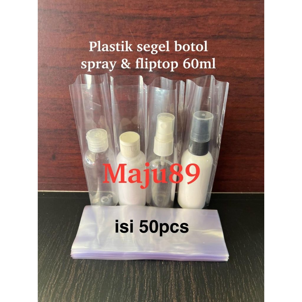 plastik segel botol sprey spray 60ml (isi 50 ) plastik segel botol fliptop 60ml - shrink segel