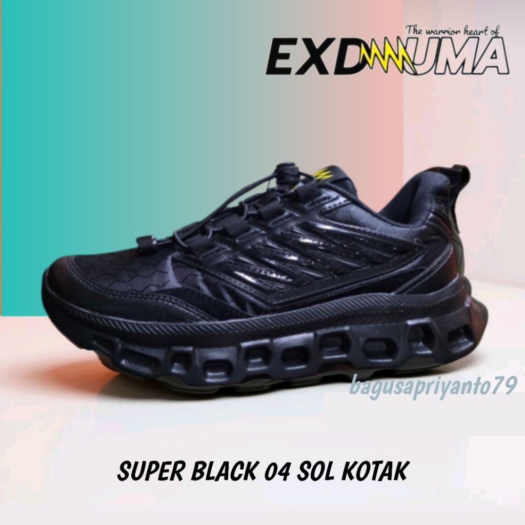 SEPATU EXDUMA NEW SUPER BLACK 04 SOL KOTAK 2026 & EXDUMA SUPER BLACK TALI PUTAR 2026