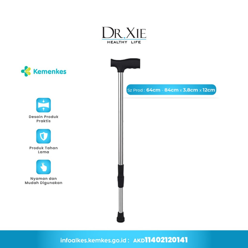 Tongkat Jalan 1 Kaki Stainless Steel Adjustable Tongkat Outdoor Hiking Trekking Walking Stick Portab