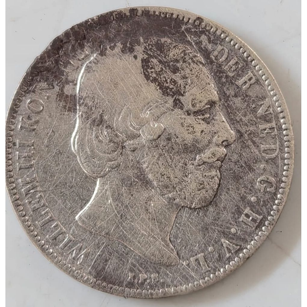 Koin Perak 1 Gulden 1864 Willem III