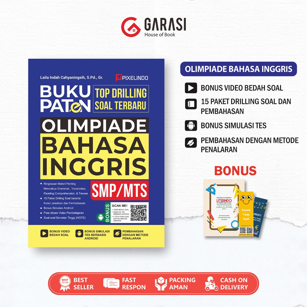 Buku Paten Top Drilling Soal Terbaru Olimpiade Bahasa Inggris SMP/MTs