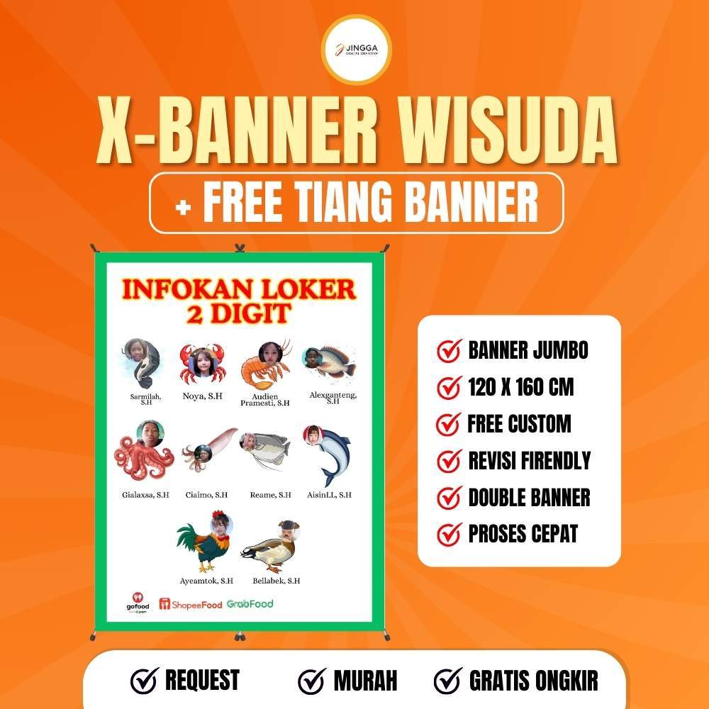 [JINGGA] X Banner Wisuda Jumbo | Banner Sidang | Free Design | x Banner Wisuda Double | Banner Sidan