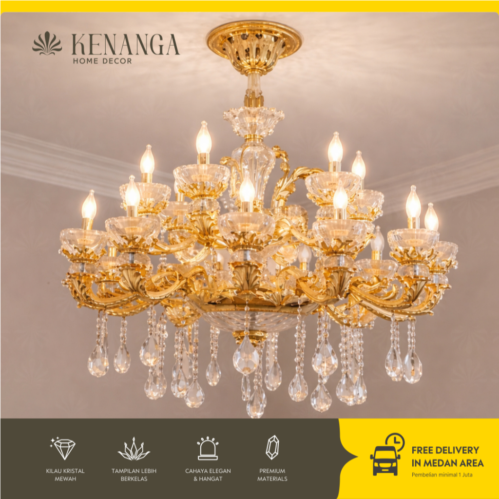 KHD - LAMPU GANTUNG KLASIK MEWAH / LAMPU HIAS CHANDELIER