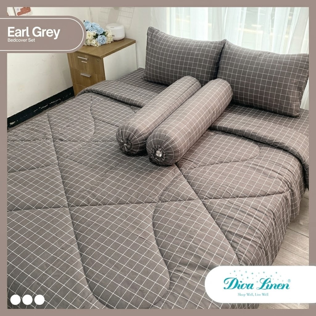 Diva Linen Selimut Bed Cover SET Sprei Ukuran Double - Earl Grey
