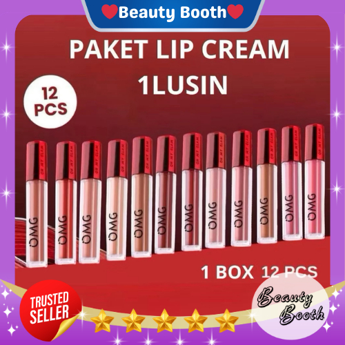 (GROSIR) OMG Lip Cream Matte 1BOX ISI 12PCS  | Lip Matte Kiss | Lipstick Matte Oh My Glam - Beauty B