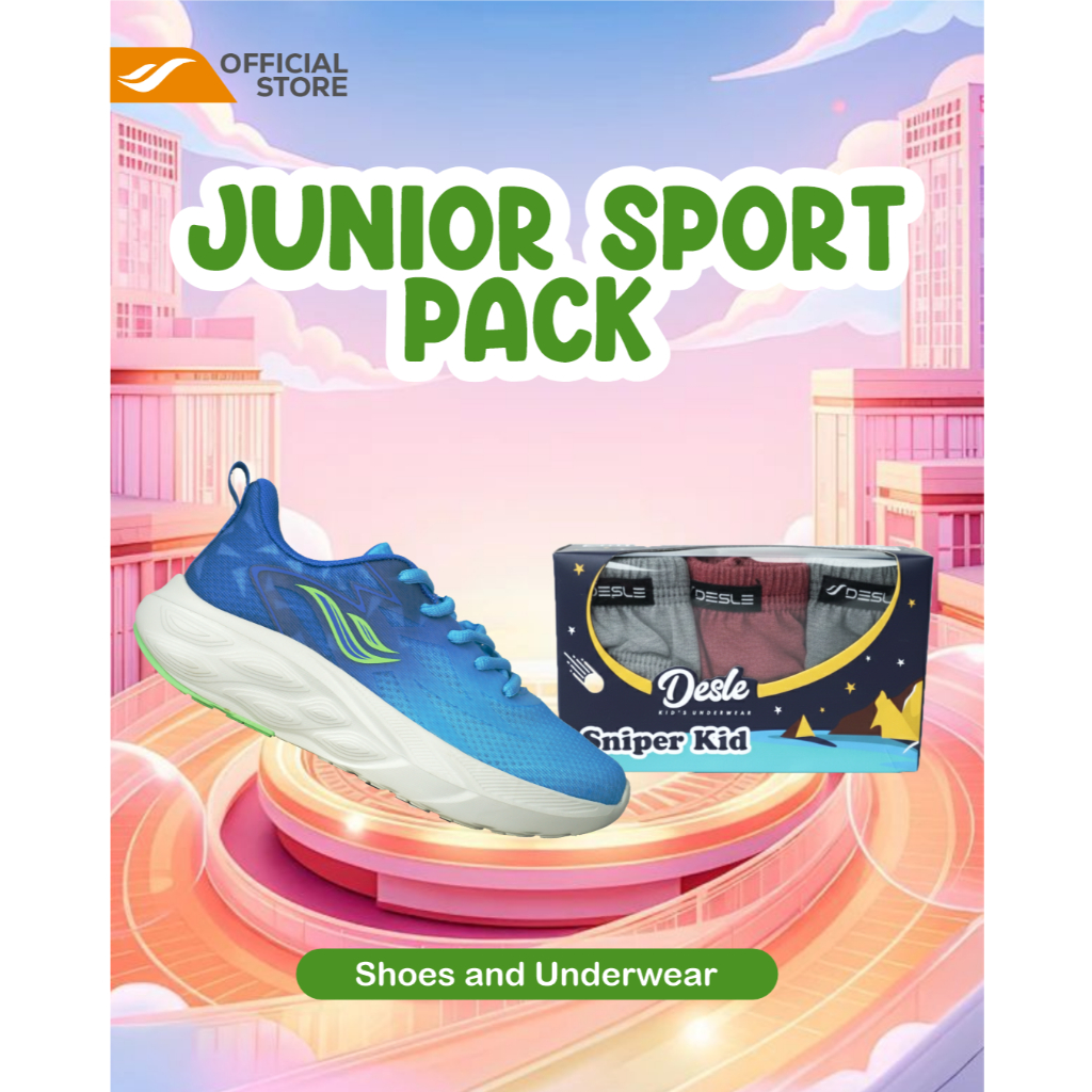 [ DESLE JUNIOR SPORT PACK] BUNDLING SET 2 IN 1 : DESLE SHOES KENJI RUNNING + UNDERWEAR SNIPER KIDS S