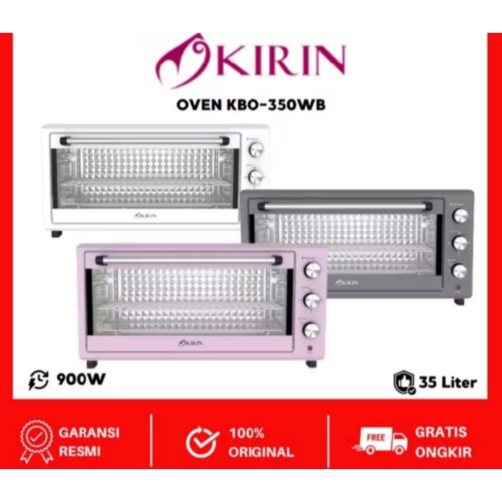KIRIN Oven Listrik Wide Body Beauty 35 Liter KBO 350WB KBO350 WB Pemanggang Kirin Oven 35L
