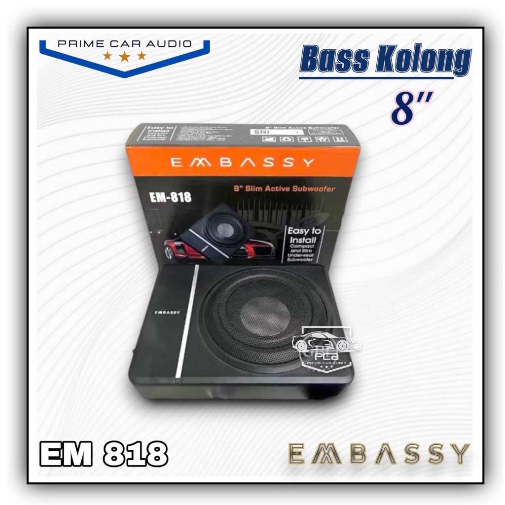 Subwoofer Kolong Embassy EM 818 Subwoofer Aktif Kolong Underseat basskolong Slim Mobil
