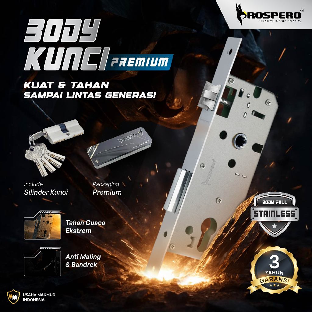 Body Kunci Pelor Pintu Kupu Tarung Stainless PROSPERO Body Kunci Kupu Tarung