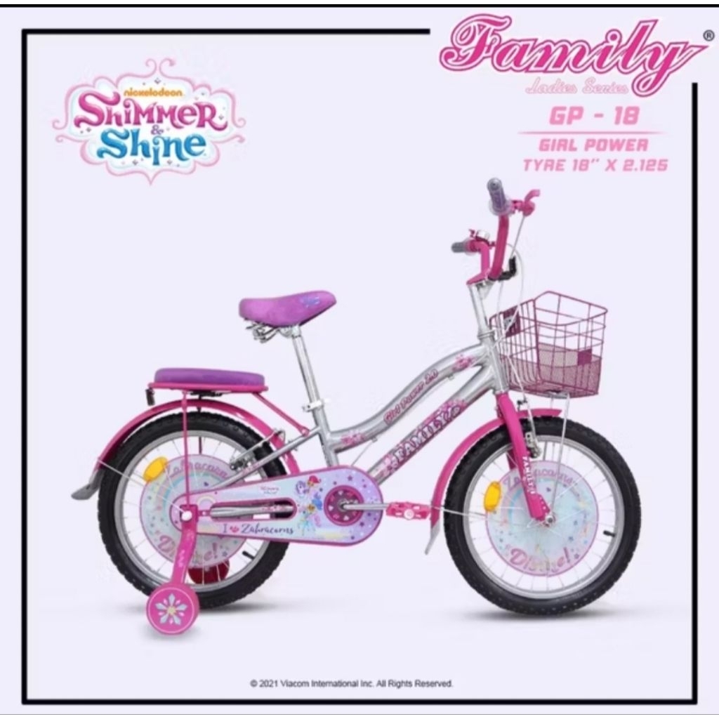 Sepeda Anak Mini Merek Family 18 inch Series Lillies & Flubber - Glamour - Girls power - Magenta