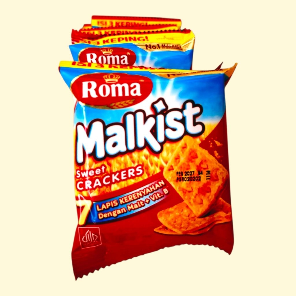 Roma Malkist Rasa Abon Pedas, Keju Manis, Coklat, Kelapa Kopyor, Sweet Crackers & Coklat Kelapa 18gr