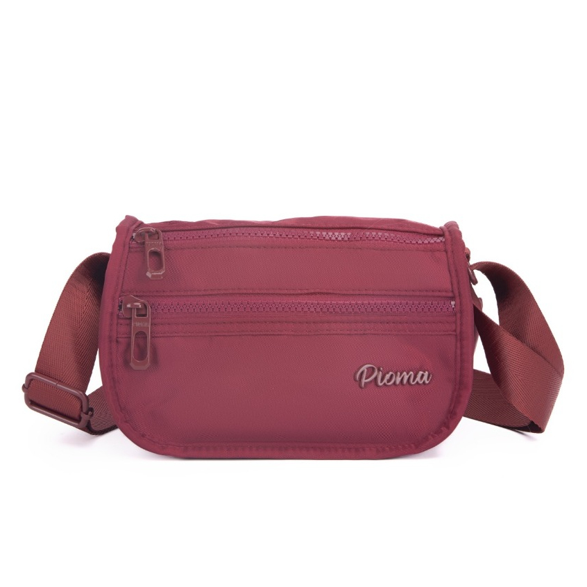 Pioma Arlo Tas Selempang Wanita Mini Nylon Sling Bag 3 Resleting Tas HP Tas Jalan Casual