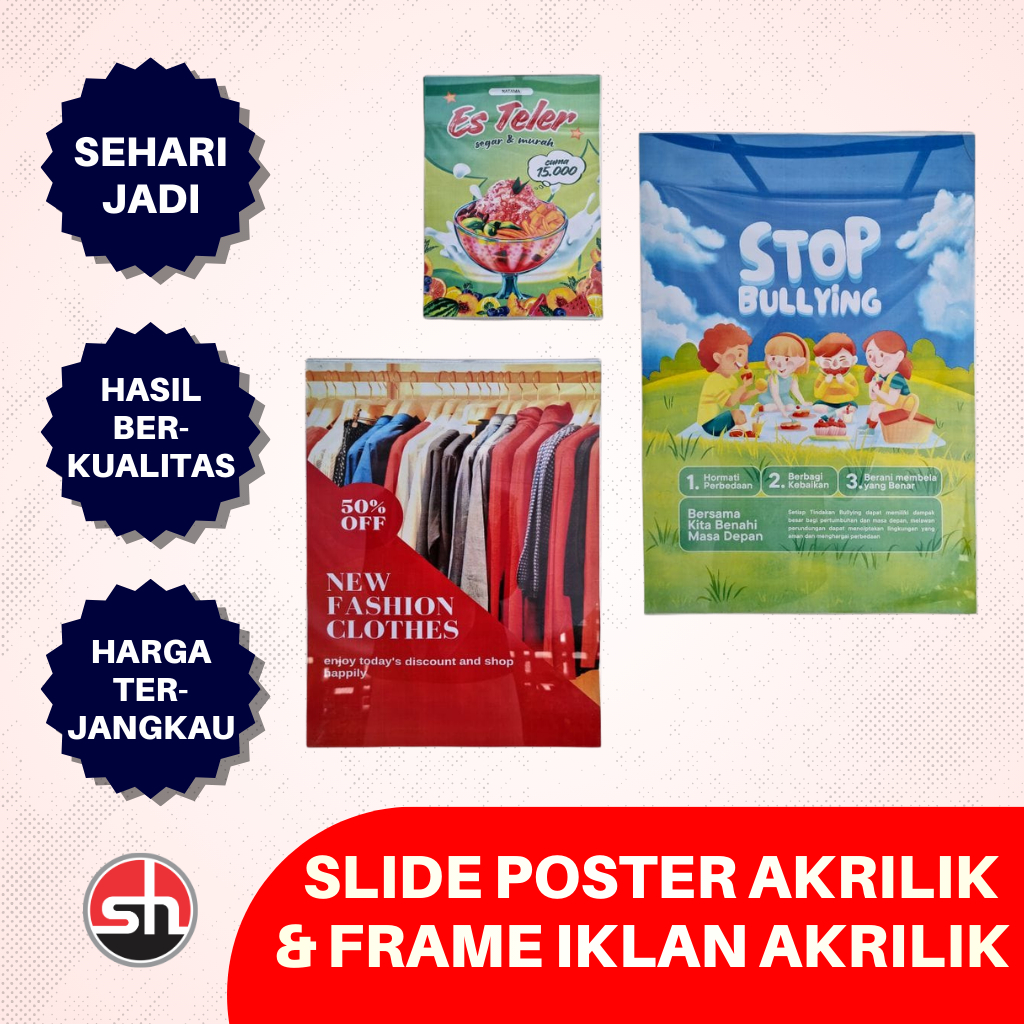 Bingkai Poster Akrilik & Frame Iklan Akrilik Custom | Bingkai Poster Tempel Dinding | Frame Akrilik 